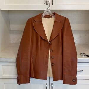 Salvatore Ferragamo Brown Leather Jacket